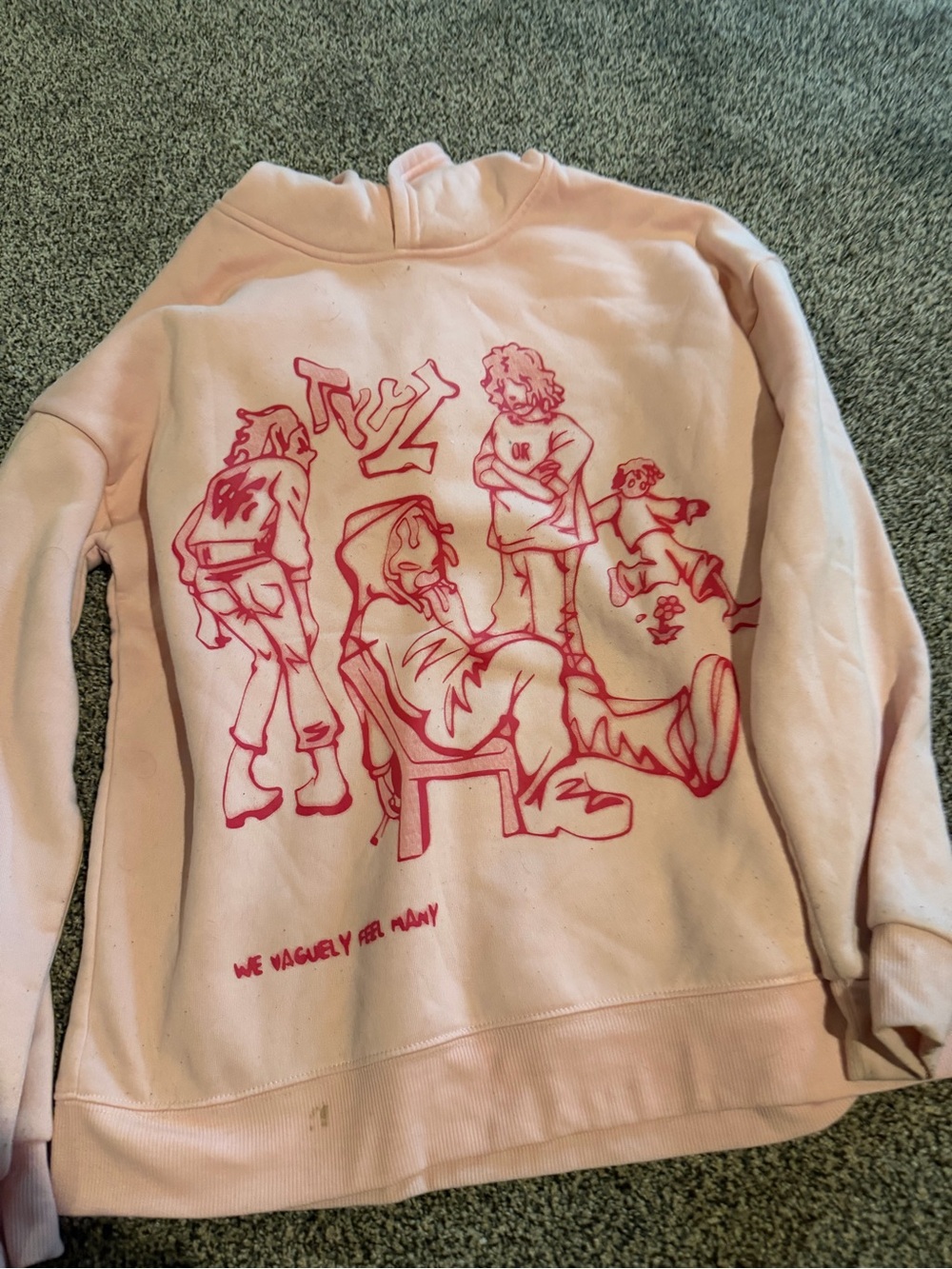 Kids Pink Graphic Pullover Hoodie - Casual Cartoon Print - Picture 2 of 3